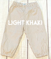 LIGHT KHAKI Gingham Fully Lined Bubble Pants