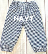 NAVY Gingham Fully Lined Bubble Style Pants