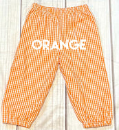 ORANGE Gingham Fully Lined Bubble Style Pants
