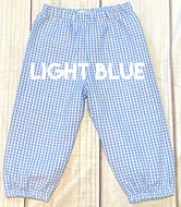 LIGHT BLUE Gingham Fully Lined Bubble Style Pants