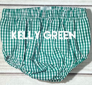 KELLY GREEN Gingham Fully Lined Diaper Cover