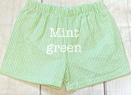 MINT GREEN Striped Seersucker Fully Lined “Shortie” Shorts