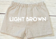 LIGHT BROWN Striped Seersucker Fully Lined “Shortie” Shorts