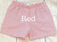 RED Striped Seersucker Fully Lined “Shortie Shorts”