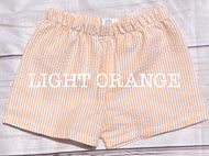 LIGHT ORANGE Striped Seersucker Fully Lined “Shortie” Shorts
