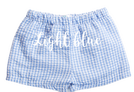 LIGHT BLUE Gingham Fully Lined Shortie Shorts