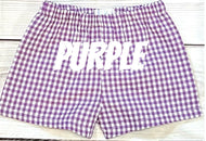 PURPLE Gingham Fully Lined Shortie Shorts