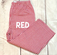 RED Gingham Straight Leg Fully Lined Pants
