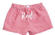 RED Gingham Fully Lined Shortie Shorts