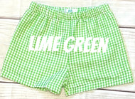 LIME GREEN Gingham Fully Lined Shortie Shorts