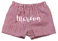 MAROON fully lined Gingham “Shortie Shorts”