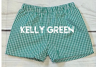 KELLY GREEN Gingham Fully Lined “Shortie” Shorts