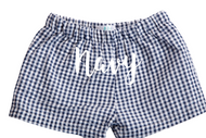 NAVY Gingham Fully Lined Shortie Shorts