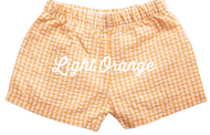 LIGHT ORANGE Gingham Fully Lined Shortie Shorts