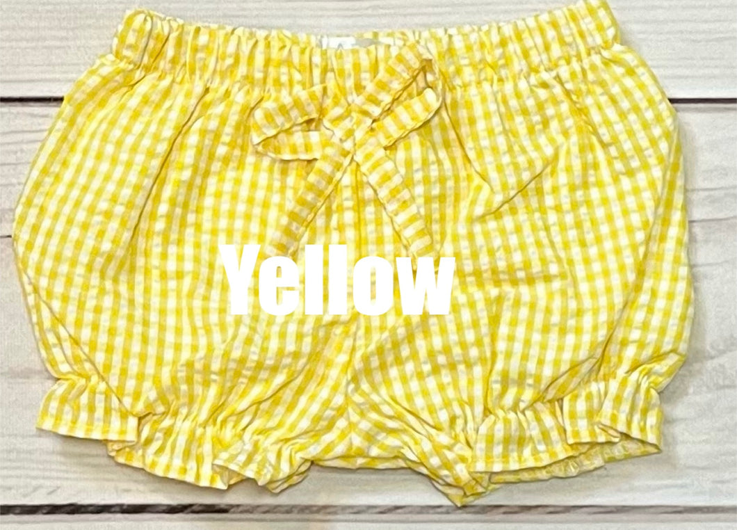 Yellow Gingham Fully Lined Bloomer with Bow