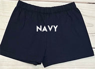 NAVY COTTON KNIT “SHORTIE SHORTS”