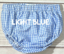 Load image into Gallery viewer, LIGHT BLUE Gingham Fully Lined Diaper Cover
