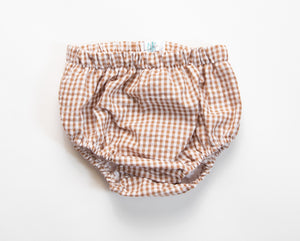 Light Brown Gingham Fully Lined Diaper Cover