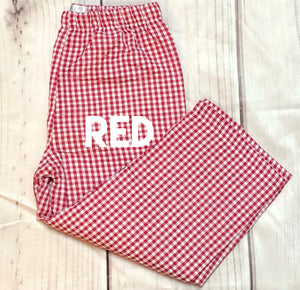 RED Gingham Straight Leg Fully Lined Pants