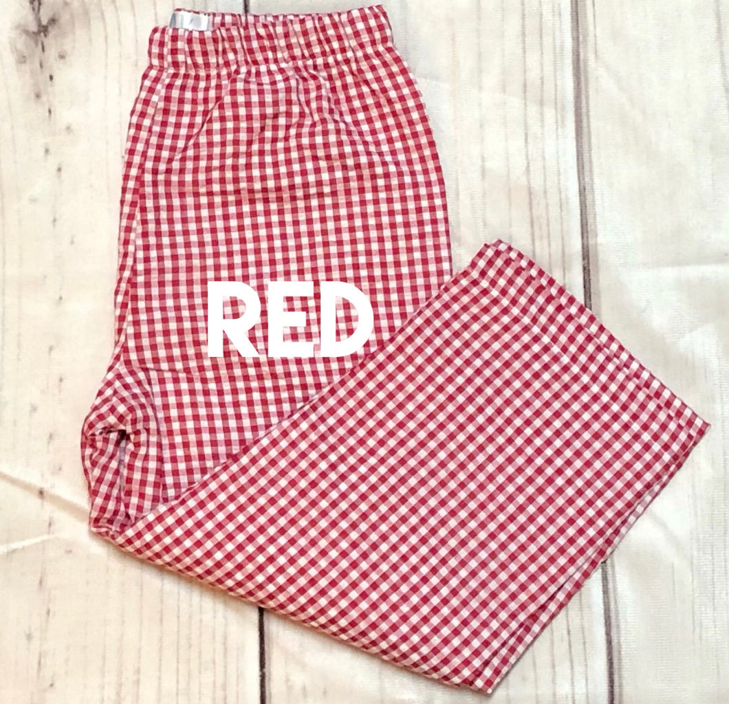 RED Gingham Straight Leg Fully Lined Pants