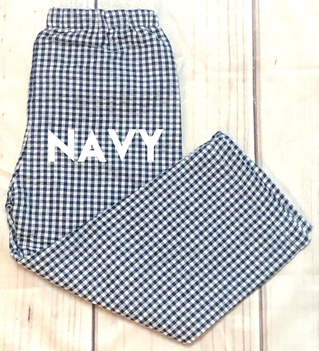 NAVY Gingham Fully Lined Straight Leg Pants