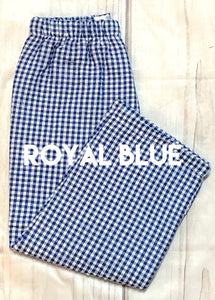 ROYAL BLUE Gingham Fully Lined Straight Leg Pants